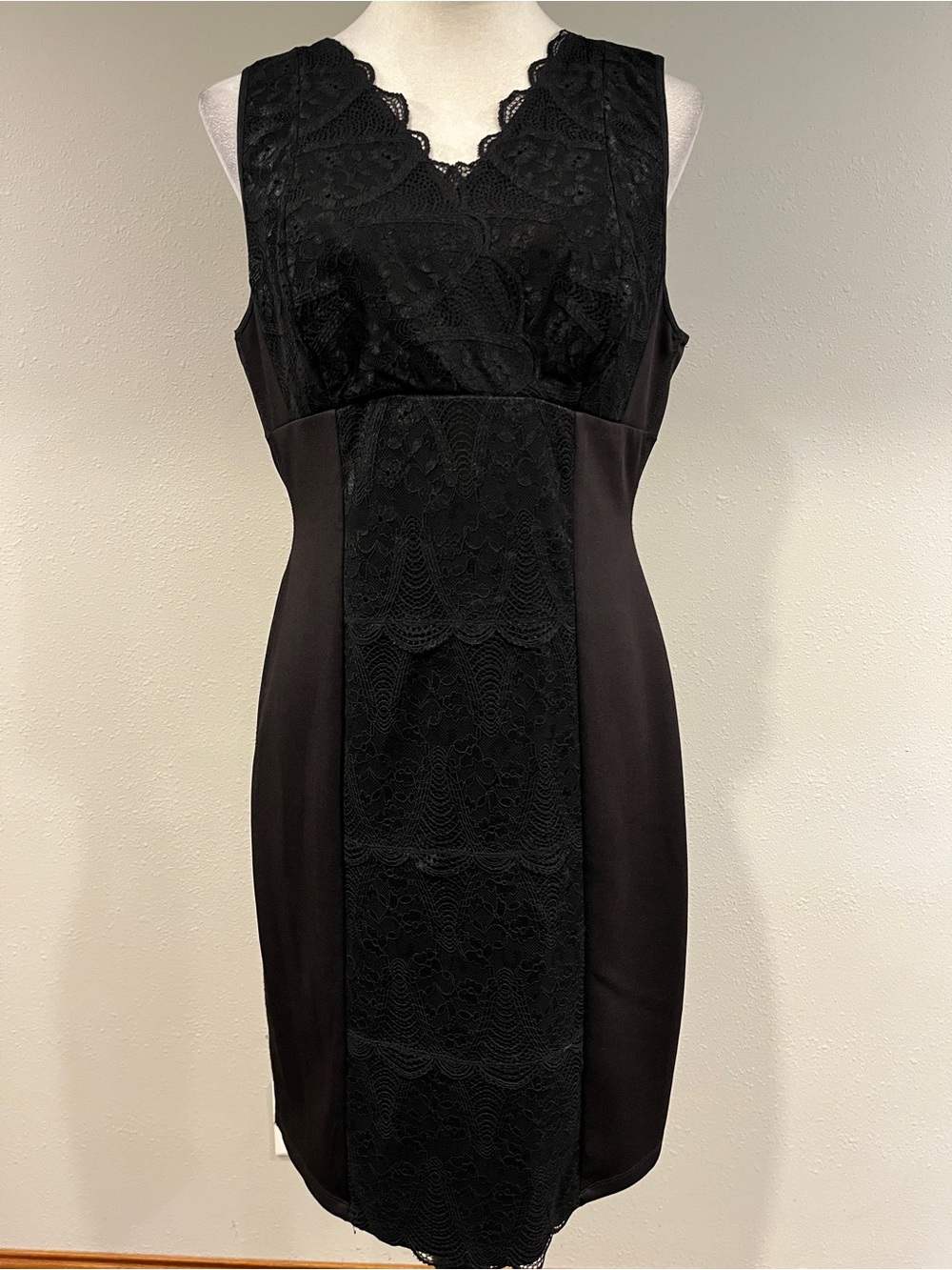 Daisy Fuentes Black Lace v-neck mini Dress size large